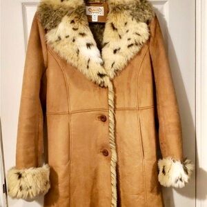 NEW-Talbots Faux Leopard and Suede Coat